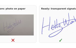 Turn a photo of a handwritten signature into a reusable transparent signature for PDF documents.