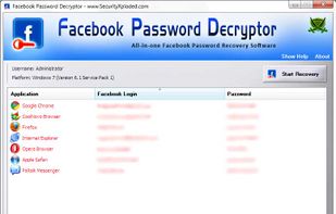 Facebook Password Decryptor screenshot 1
