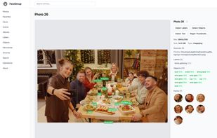Open any photo to see detected objects, labels, and text laid right over the image.
