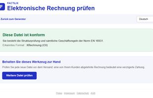 The validator at factilix.com/de/check. It accepts XRechnung in both CII and UBL syntaxes, as well as Factur-X and ZUGFeRD, and reports the exact EN 16931 rules that failed.