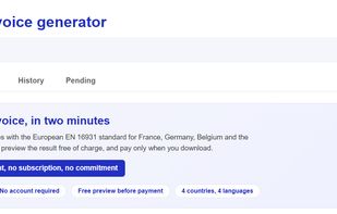 Pay per invoice at 3.90 EUR with no account and no subscription, or 29 EUR a month for 20 invoices.