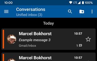 Messages view with dark theme.