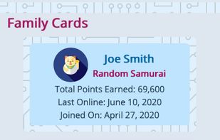 Mobile view of customizable cards to show off the rewards you have collected.