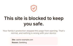 What the child sees when a site is blocked