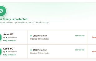 Parent dashboard: every family PC and whether it is protected right now