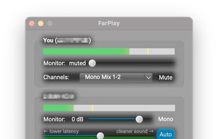 The main page lets you adjust how loudly you hear yourself, how loudly you hear your remote partner(s), and the balance between getting the lowest latency and getting the clearest audio. 