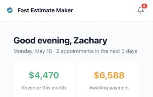 A clear daily snapshot: revenue this month, payments awaiting, pipeline value, win rate, upcoming tasks, and your next appointments in one view.