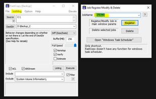 Create a Job/Modify - (For example: Copy the entire local disk C)