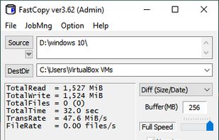 Main window during copying