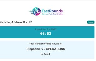 Attendee Live View
Attendees see their matched partner, department, table number, and live round timer on their phone