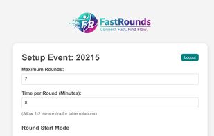 Event Setup
Hosts set round count, timing, start mode, and messaging preferences before generating the join code