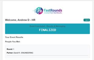  Post-Event Results
After the event wraps, attendees get a full list of everyone they connected with across all rounds