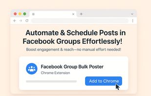 Landing view showing the FB Group Bulk Poster Chrome extension. Automate and schedule posts to multiple Facebook groups directly from your browser.