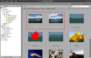 select photos on ArcSoft Panorama Maker 6
