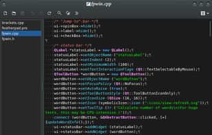 The following screenshots are taken with a Kvantum theme and the dark color scheme of FeatherPad: