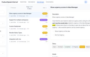 Using the Idea Manager to process feedback