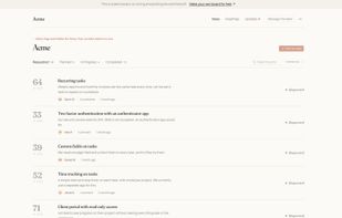 Feature requests and voting on the Acme demonstration board. Sample data.