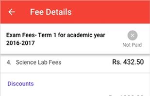 Fee management view in mobile app