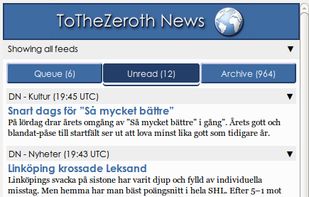 The web interface in action, in the Firefox sidebar