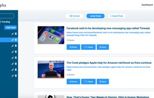 Constant stream of trending content you can share to multiple social media accounts at the same time.