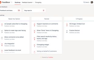 Show your progress on a beautiful public roadmap that automatically updates as you change the status of posts.