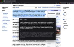 Translation of selected text. Works on any websites.
