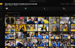 A photographer's view of a single event after upload. Photos are automatically organized and tagged by jersey number, with progress tracked in real time as detection runs.