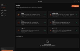 File Arbor main interface showing smart rules and folder monitoring for automatic file organization.