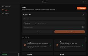 File Arbor main interface showing smart rules and folder monitoring for automatic file organization.