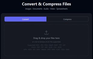 Drag-and-drop convert & compress interface — no account required, open-source and self-hostable.