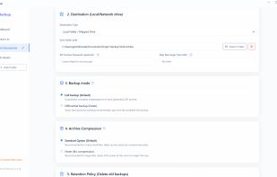 Set up old backup retention policies and email notifications.