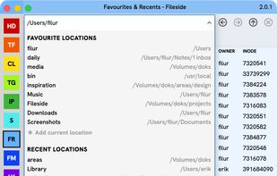 The locations palette.