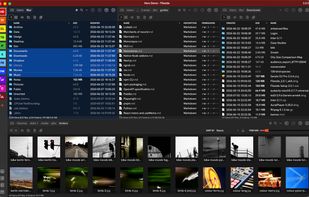A layout with three table panes and one wide thumbnail pane.