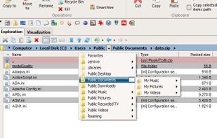 Main interface: Each panel shows the path using a fully expandable crumbbar