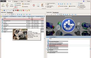 Main interface with one panel displaying 3D thumbnails