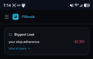Biggest leak, strongest edge and recent trades (mobile)
