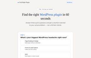 Step 1: pick your biggest WordPress problem from 9 categories — no sign-up required.