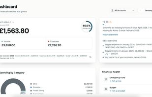 Dashboard: where your money went this month, and what's left