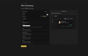 Adjust all properties of your white-label including features, appearance and terminology in white-label settings page.