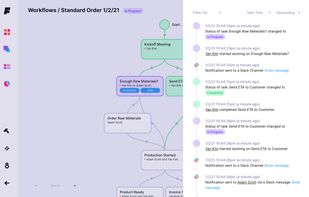 Activity log (timeline) of a running workflow