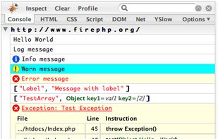 FirePHP screenshot 1