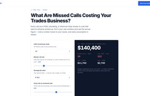 For HVAC, plumbing, and electrical: see what missed calls cost you per year