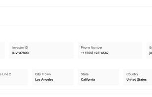 The Investor Information section provides a detailed profile of each individual investor, capturing key data such as personal and contact details, tax identification, banking information, investment preferences, and document records.