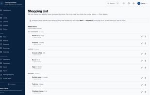 Camp Tasks - Shopping List
