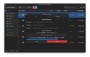 The main FlameGet downloader interface (Video)