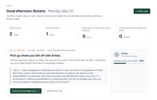 Dashboard for managing handover cases