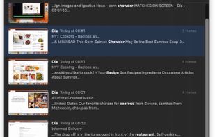 The search panel. Results come back as thumbnails, because you tend to recognise the moment before you finish reading it.