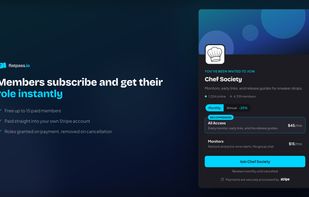 The page your members subscribe on — your server's branding, your role tiers, monthly or annual, and checkout by Stripe.