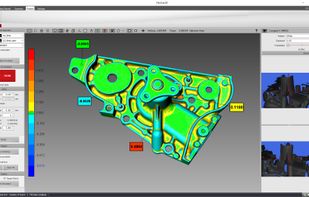 FlexScan3D standard version includes additional 3D measurement and deviation analysis tools. The 3D scanning software quickly aligns two meshes together with a color map comparison to show tolerances at a glance.