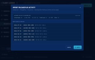 Review imported MileagePlus activity before anything is written to the ledger.